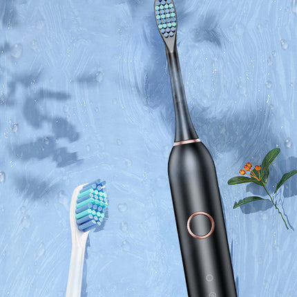Pink Smart Sonic Electric Toothbrush Kit with 4 Heads & Travel Case - 6 X Cleaning Modes and High-Frequency Vibration with Soft Protective Bristles.