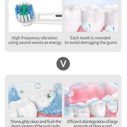 Black Rotating Round Head Electric Toothbrush Kit with 8 Heads, Case & Stand - 3D Oscillating Mechanical Cleaning for Deep Plaque Removal.