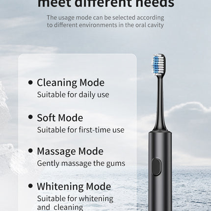 White Sonic Electric Toothbrush Kit with 5 Cleaning Modes, 4 Heads & Travel Case - Smart Timer & Quad-Pacer, Soft Double-Arc Bristles and 120-Day Long Battery Life.