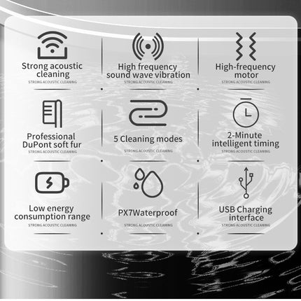 Black Rotating Round Head Electric Toothbrush Kit with 8 Heads & Case - 3D Oscillating Mechanical Cleaning for Deep Plaque Removal.