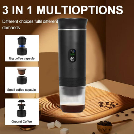 Sliver 3-in-1 Portable Espresso Maker with Self-Heating and One-Touch Cold Hot Brew - Smart Digital Display & 20Bar High Pressure for Rich Crema.