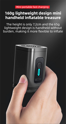 Black Wireless Rechargeable Vacuum Pump with 5 Versatile Nozzles and LED - 2-in-1 Compact High-Suction Inflator & Deflator for Travel & Home.