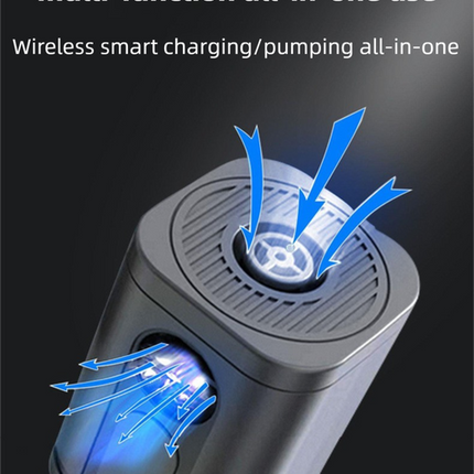 White Wireless Rechargeable Vacuum Pump with 5 Versatile Nozzles - 2-in-1 Compact High-Suction Inflator & Deflator for Travel & Home.
