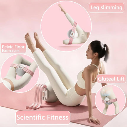 Grey 3-Level Resistance Pelvic Floor & Inner Thigh Trainer - Multi-Function Kegel Exercise Set with 25cm Yoga Ball & 3-Pair Resistance Rope.