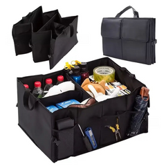 Heavy-Duty Foldable Car Trunk Organizer with Handles - Large Capacity Cargo Storage Box for Groceries & Gear (53x39x26.5 CM).