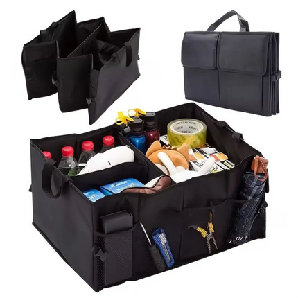 Heavy-Duty Foldable Car Trunk Organizer with Handles - Large Capacity Cargo Storage Box for Groceries & Gear (53x39x26.5 CM).
