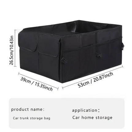 Heavy-Duty Foldable Car Trunk Organizer with Handles - Large Capacity Cargo Storage Box for Groceries & Gear (53x39x26.5 CM).