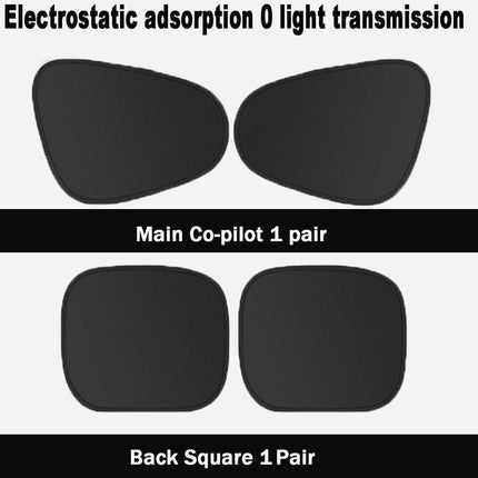 4-PCS Static Cling Car Window Sunshades Set - Glue-Free Insulating Total Blackout Fabric & Foldable Memory Wire Frame.