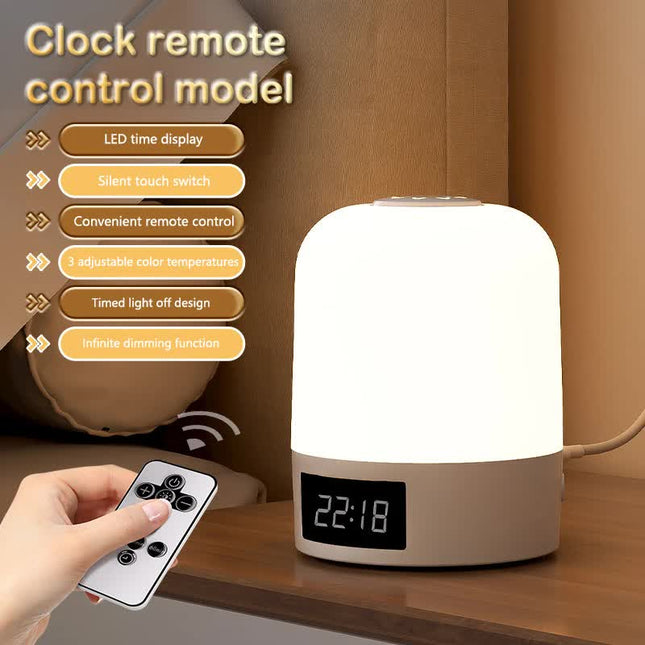 Smart Digital Clock Night Light - Remote Dimmable Bedside Lamp & Sleep Aid for Nursery, Feeding & Bedroom (K2022).