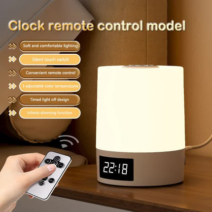 Smart Digital Clock Night Light - Remote Dimmable Bedside Lamp & Sleep Aid for Nursery, Feeding & Bedroom (K2021).