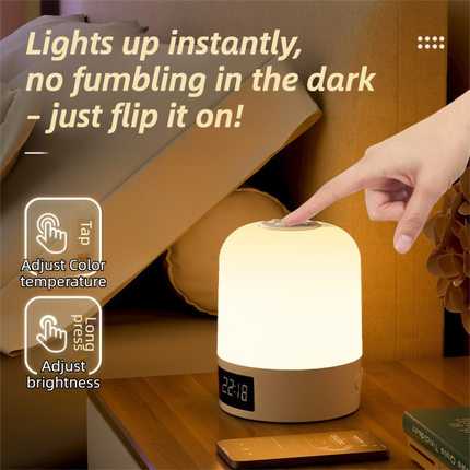 Smart Digital Clock Night Light - Remote Dimmable Bedside Lamp & Sleep Aid for Nursery, Feeding & Bedroom (K2021).