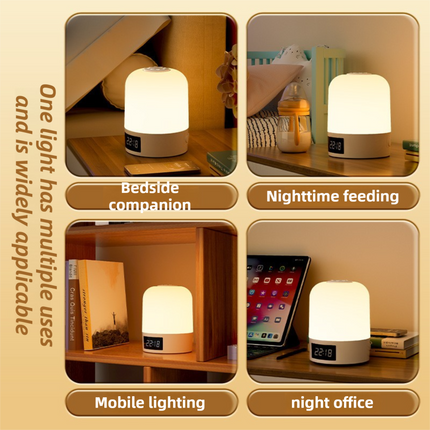 Smart Digital Clock Night Light - Remote Dimmable Bedside Lamp & Sleep Aid for Nursery, Feeding & Bedroom (K2021).