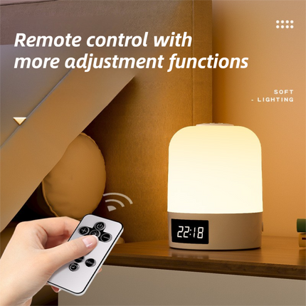 Smart Digital Clock Night Light - Remote Dimmable Bedside Lamp & Sleep Aid for Nursery, Feeding & Bedroom (K2021).