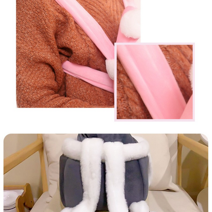 Pink 2-in-1 Ultra-Soft Plush Pet Carrier & Mobile Bed - Portable & Lightweight Cute Rabbit Ear Design Travel Cabin (L 33 x 25 x 27CM).