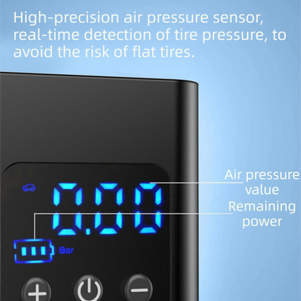 Wireless Rechargeable Tire Inflator with 4 Inflation Modes & 5 Inflatable Parts - Real-Time LCD Precision Gauge, Auto-Stop & Emergency LED Light(2-Cell).