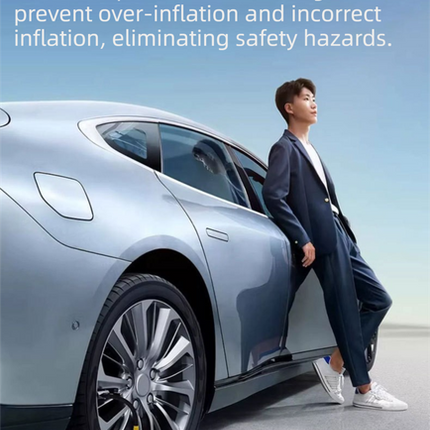 Wireless Rechargeable Tire Inflator with 4 Inflation Modes & 5 Inflatable Parts - Real-Time LCD Precision Gauge, Auto-Stop & Emergency LED Light(2-Cell).