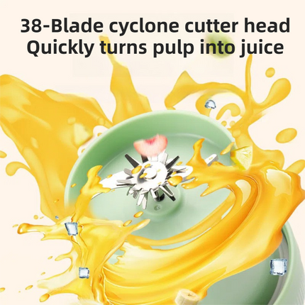 Beige Portable 1300ML Multi-Functional Blender with Dual-Drink Lid - 38-Steel Blade Cyclone Juicer & Ice Crusher, Waterproof Type-C Charging.