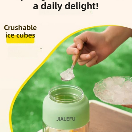 Beige Portable 1300ML Multi-Functional Blender with Dual-Drink Lid - 38-Steel Blade Cyclone Juicer & Ice Crusher, Waterproof Type-C Charging.