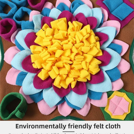 Yellow 48x48CM Durable Felt Cloth Pet Puzzle Sniffing Mat - Mental Stimulation & Slow Feeding Pad.
