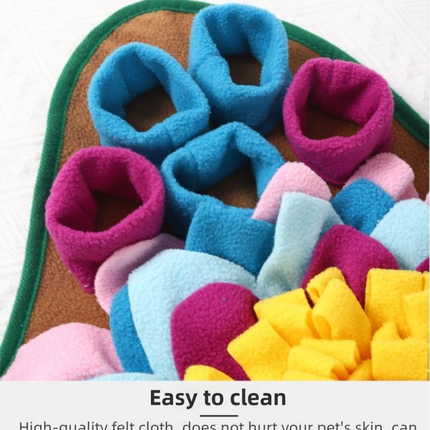 Yellow 48x48CM Durable Felt Cloth Pet Puzzle Sniffing Mat - Mental Stimulation & Slow Feeding Pad.