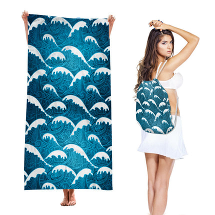 2-in-1 Integrated Quick-Dry Beach Towel Backpack(Style 1) - Foldable Microfiber Sand-Free Towel (Unfolded 75*150cm / Folded40*45cm).