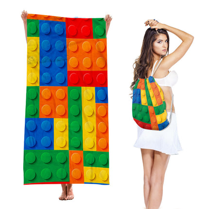 2-in-1 Integrated Quick-Dry Beach Towel Backpack(Style 2) - Foldable Microfiber Sand-Free Towel (Unfolded 75*150cm / Folded40*45cm).