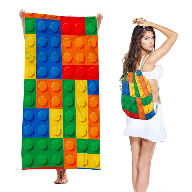 2-in-1 Integrated Quick-Dry Beach Towel Backpack(Style 2) - Foldable Microfiber Sand-Free Towel (Unfolded 75*150cm / Folded40*45cm).