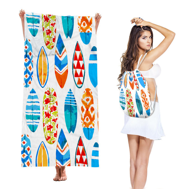 2-in-1 Integrated Quick-Dry Beach Towel Backpack(Style 5) - Foldable Microfiber Sand-Free Towel (Unfolded 75*150cm / Folded40*45cm).