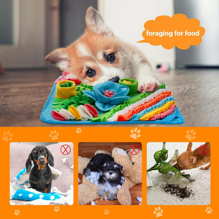 Brown 39X39CM Interactive Fleece Dog Sniffing Mat & Slow Feeder - Stress Relief IQ Training Scent Foraging Blanket for Indoor Cats and Dogs.