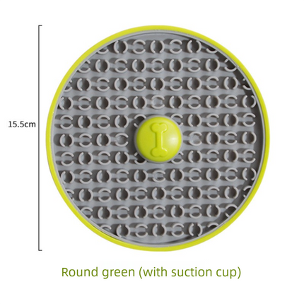 Green Interactive Pet Slow Feeder & 3D Textured Oral Cleanner - 3-in-1 Mounting Durable TPR Lick Mat for Dogs & Cats.