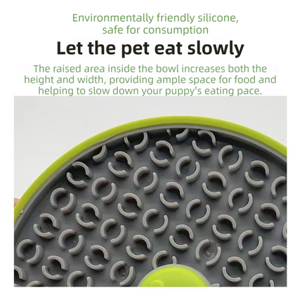 Green Interactive Pet Slow Feeder & 3D Textured Oral Cleanner - 3-in-1 Mounting Durable TPR Lick Mat for Dogs & Cats.