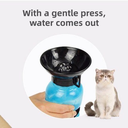 Brown 500ML Portable Pet Dog Water Bottle with 10cm Wide Bowl - Leakproof Travel Drinker for Outdoor Walking and Hiking.