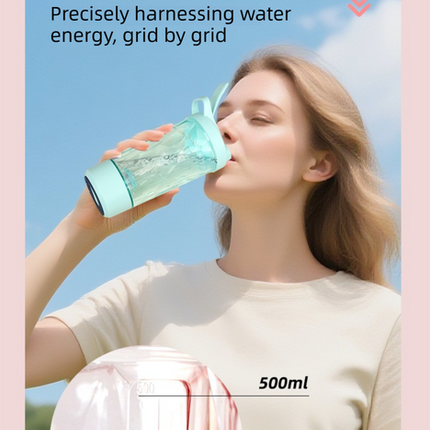500ML Pink Portable Diamond Electric Shaker - Strong Vortex Stirring, Dual Temperature Endurance & Self-Cleaning for Protein Powder Coffee.