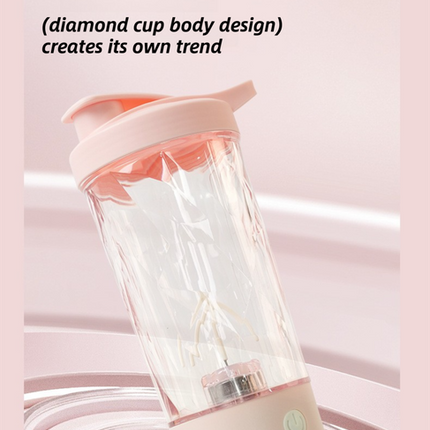 500ML White Portable Diamond Electric Shaker - Strong Vortex Stirring, Dual Temperature Endurance & Self-Cleaning for Protein Powder Coffee.