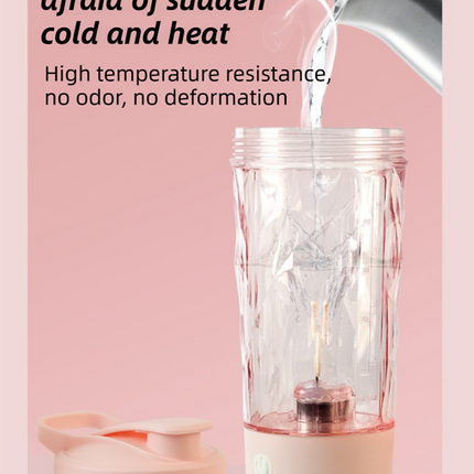 500ML White Portable Diamond Electric Shaker - Strong Vortex Stirring, Dual Temperature Endurance & Self-Cleaning for Protein Powder Coffee.