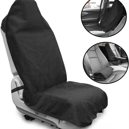 Black Waterproof Towel Car Single Seat Cover - Universal Non-Slip Sweat-Absorbent Bucket Seat Protector for Gym Fitness and Beach.