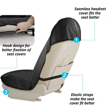 Black Waterproof Towel Car Single Seat Cover - Universal Non-Slip Sweat-Absorbent Bucket Seat Protector for Gym Fitness and Beach.