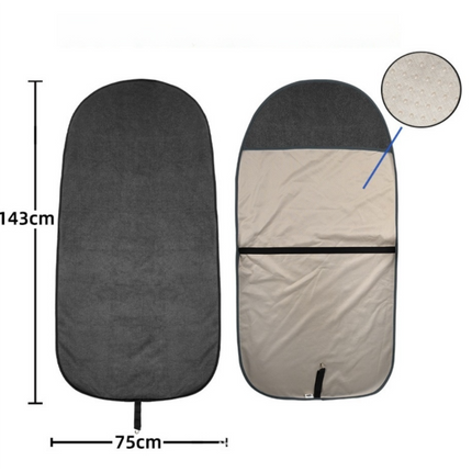 Beige Waterproof Towel Car Single Seat Cover - Universal Non-Slip Sweat-Absorbent Bucket Seat Protector for Gym Fitness and Beach.