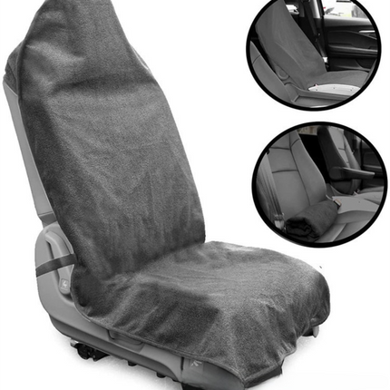 Grey Waterproof Towel Car Single Seat Cover - Universal Non-Slip Sweat-Absorbent Bucket Seat Protector for Gym Fitness and Beach.