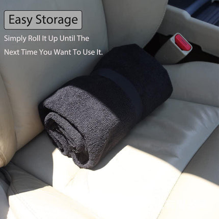 Grey Waterproof Towel Car Single Seat Cover - Universal Non-Slip Sweat-Absorbent Bucket Seat Protector for Gym Fitness and Beach.