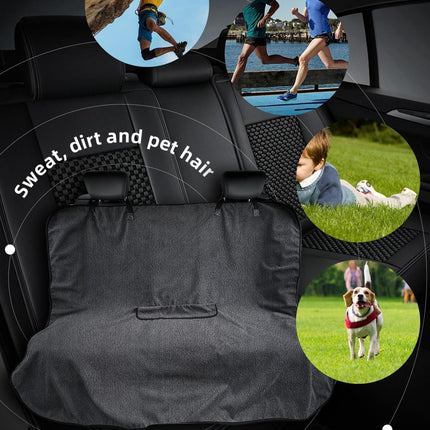 Black Waterproof Towel Car Back Seat Cover - Universal Non-Slip Sweat-Absorbent Bucket Seat Protector for Gym Fitness and Beach.