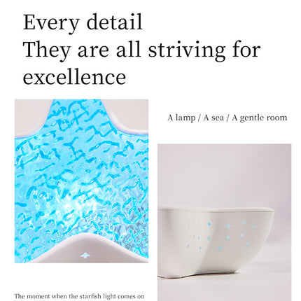 7-Colors Rechargeable Starfish Water Ripple Projection Lamp - Brightness Adjustable Ocean Ambiance Night Light.