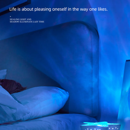 7-Colors Rechargeable Starfish Water Ripple Projection Lamp - Brightness Adjustable Ocean Ambiance Night Light.