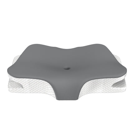 Grey Breathable Butterfly Contoured Memory Foam Pillow - Dual-Height Orthopedic Neck Pillow with 5-Zone Cervical Support.