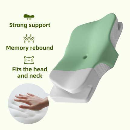 Blue Breathable Butterfly Contoured Memory Foam Pillow - Dual-Height Orthopedic Neck Pillow with 5-Zone Cervical Support.
