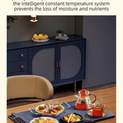 Blue 65x38CM Roll-Up Food Warming Silicone Mat with Precise Temprature Control & 240W High Power - Waterproof and Oilproof Thermal Table Pad.