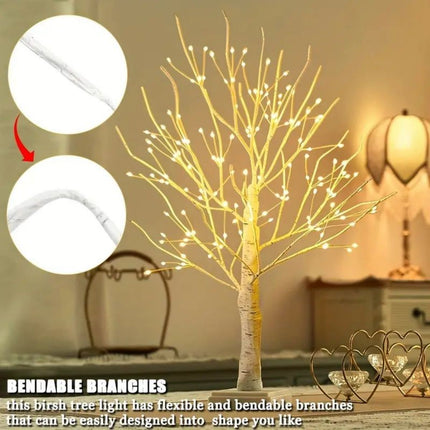 24 LEDS Birch Tree Lamp with Bendable Branches Style - Warm White Romantic Decorative Night Light Decor.