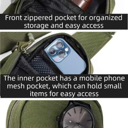 Red Outdoor Tactical Water Bottle Chest Bag - High-Capacity Phone Pouch with Expansion System for Cycling Camping and Fishing.