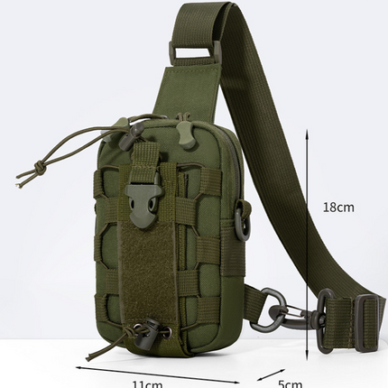 Camouflage Outdoor Tactical Water Bottle Chest Bag - High-Capacity Phone Pouch with Expansion System for Cycling Camping and Fishing.