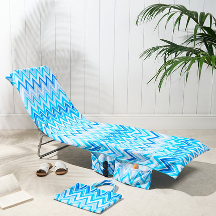 2-in-1 Microfiber Sun Lounger Towel & Portable Tote Bag - Sand-Free & Quick Dry Beach Chair Cover with Side Pockets (ST003 / 75x211cm).